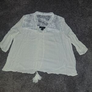 OAS White Lace Detail Blouse
